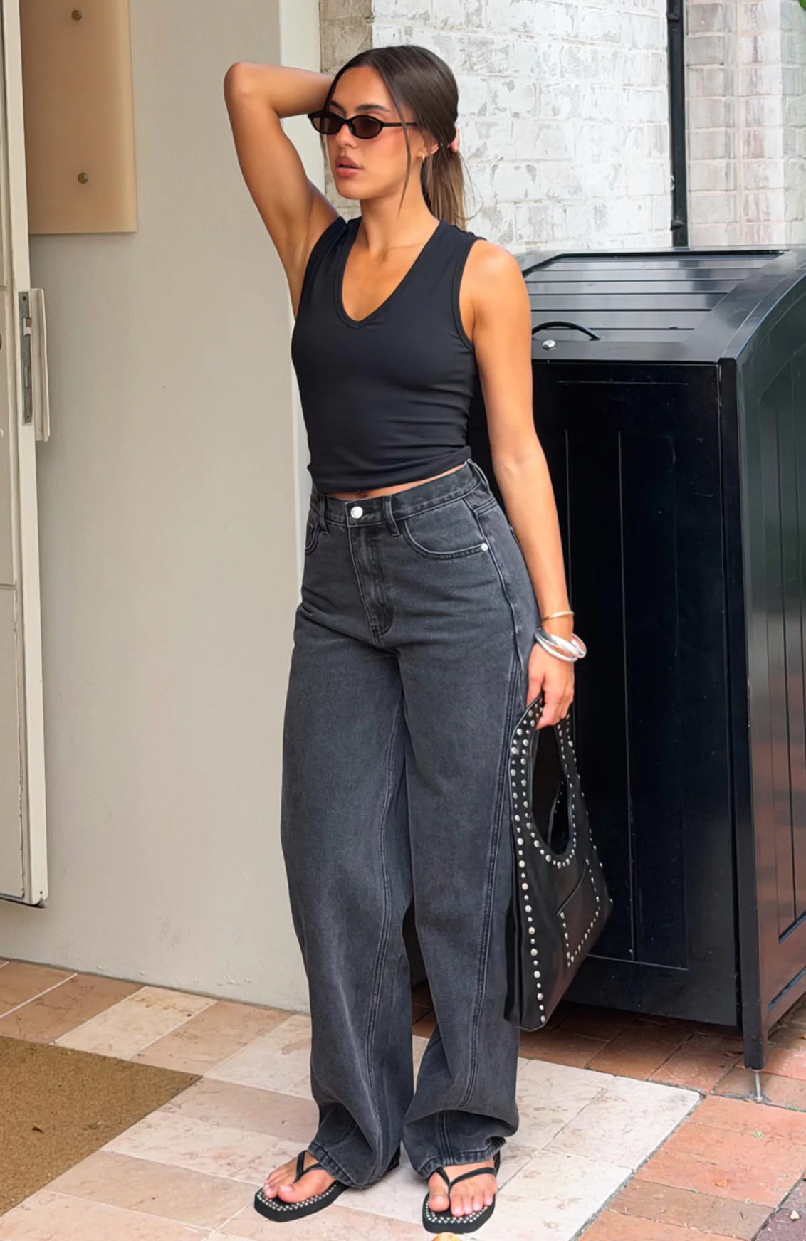 All Around You V Neck Top Black - Image 7