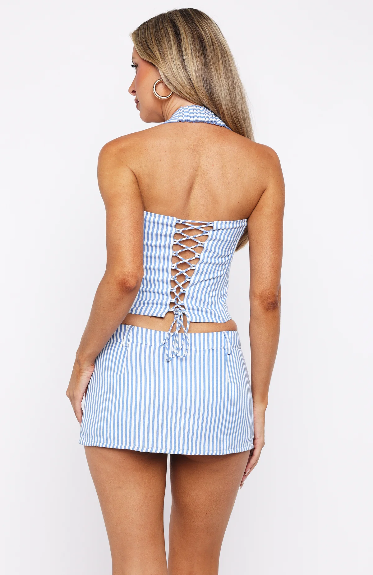 Back To Business Mini Skort Light Blue Stripe - Image 5