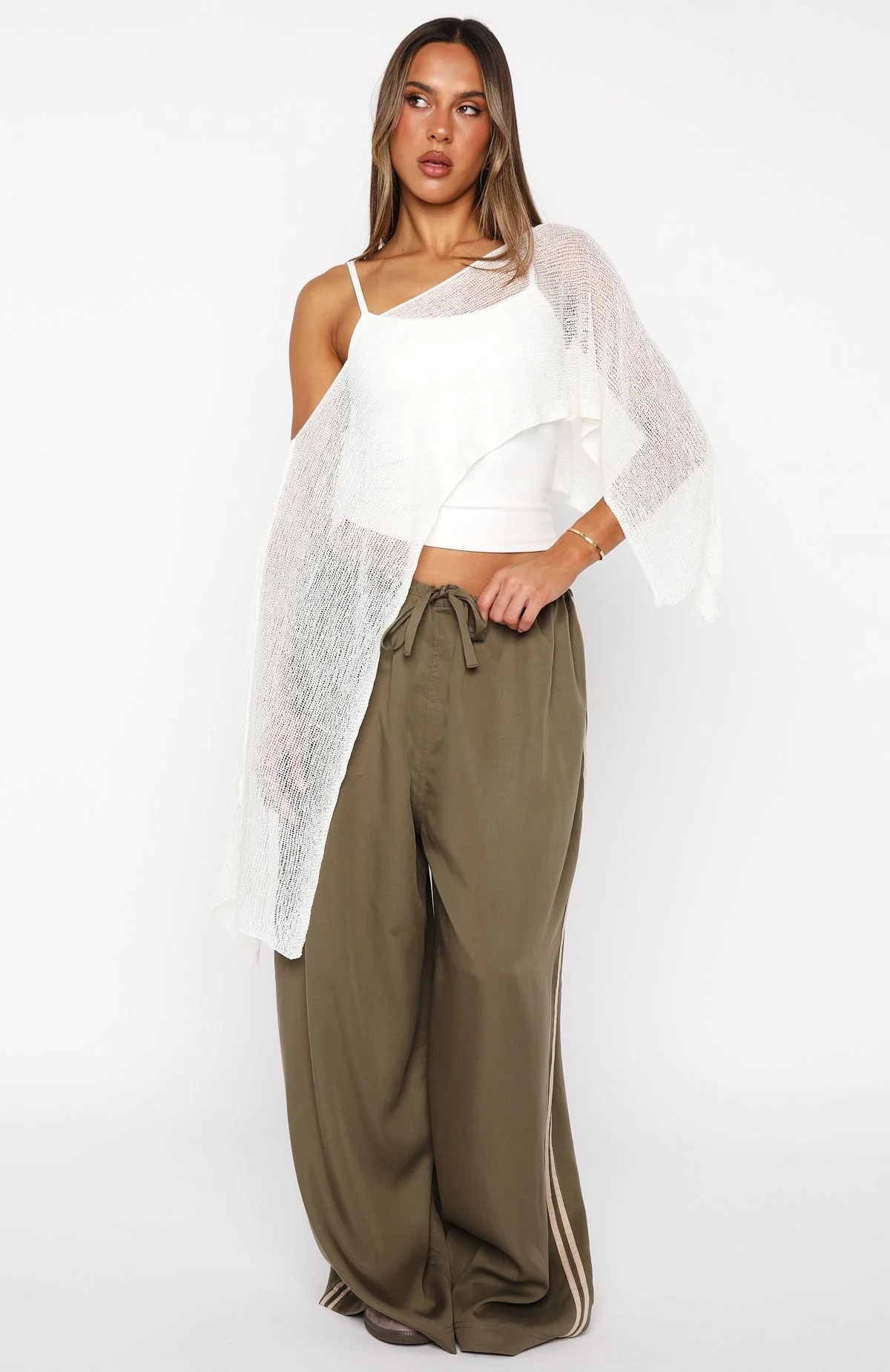 Beach Therapy Knit Poncho Top Cream - Image 6