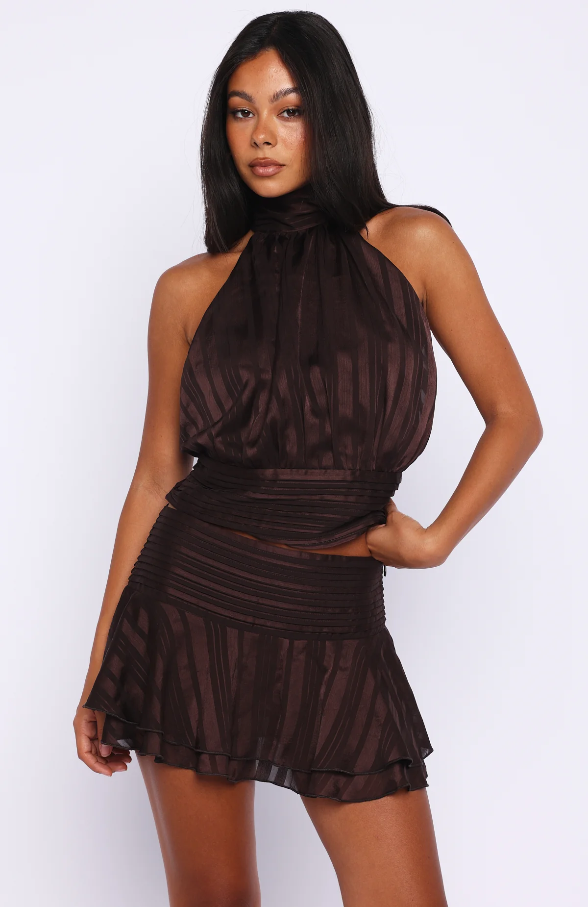 Brightened My Day Halter Top Chocolate - Image 3