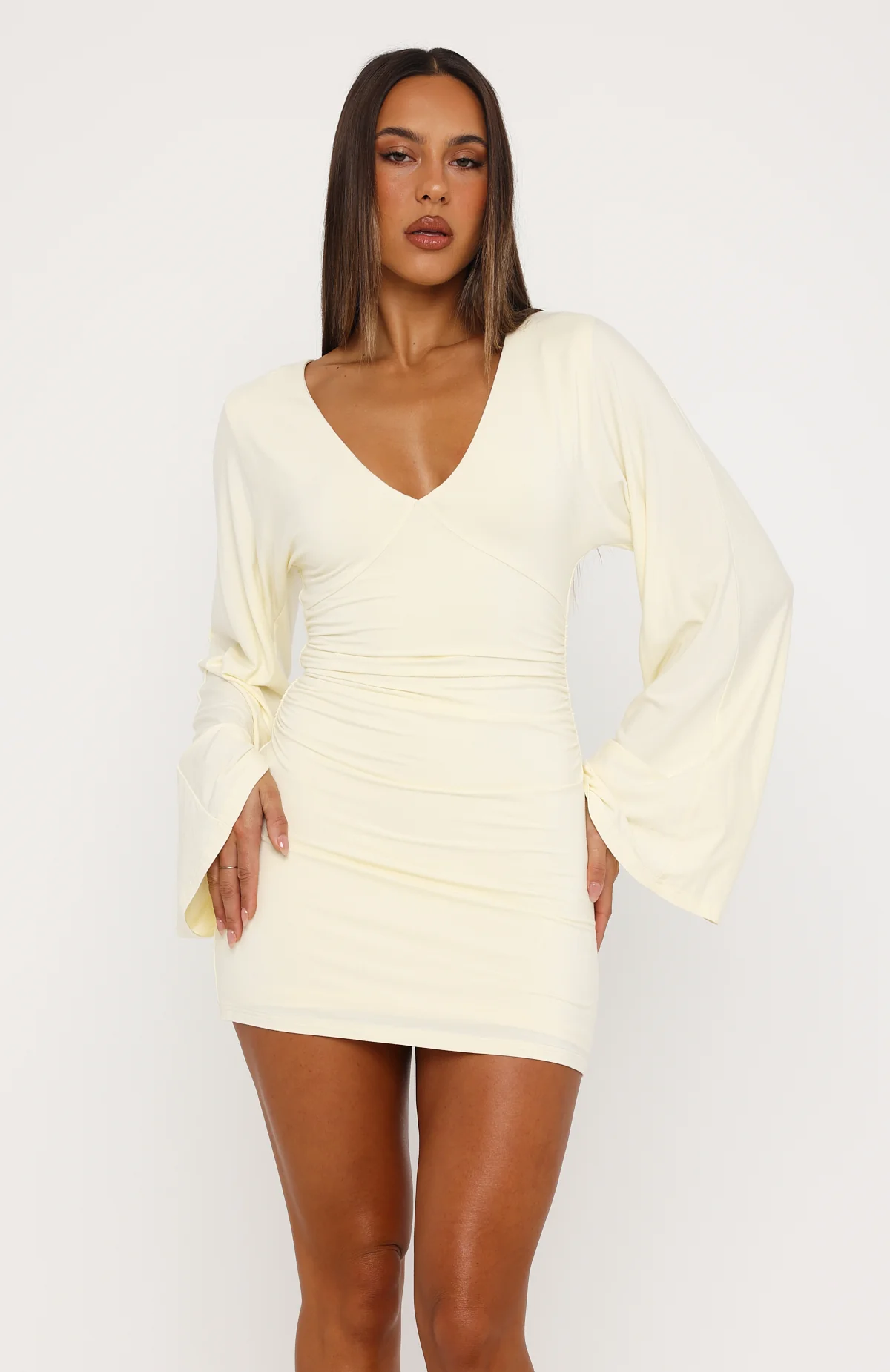 Catch Me At Sunrise Long Sleeve Mini Dress Butter - Image 3