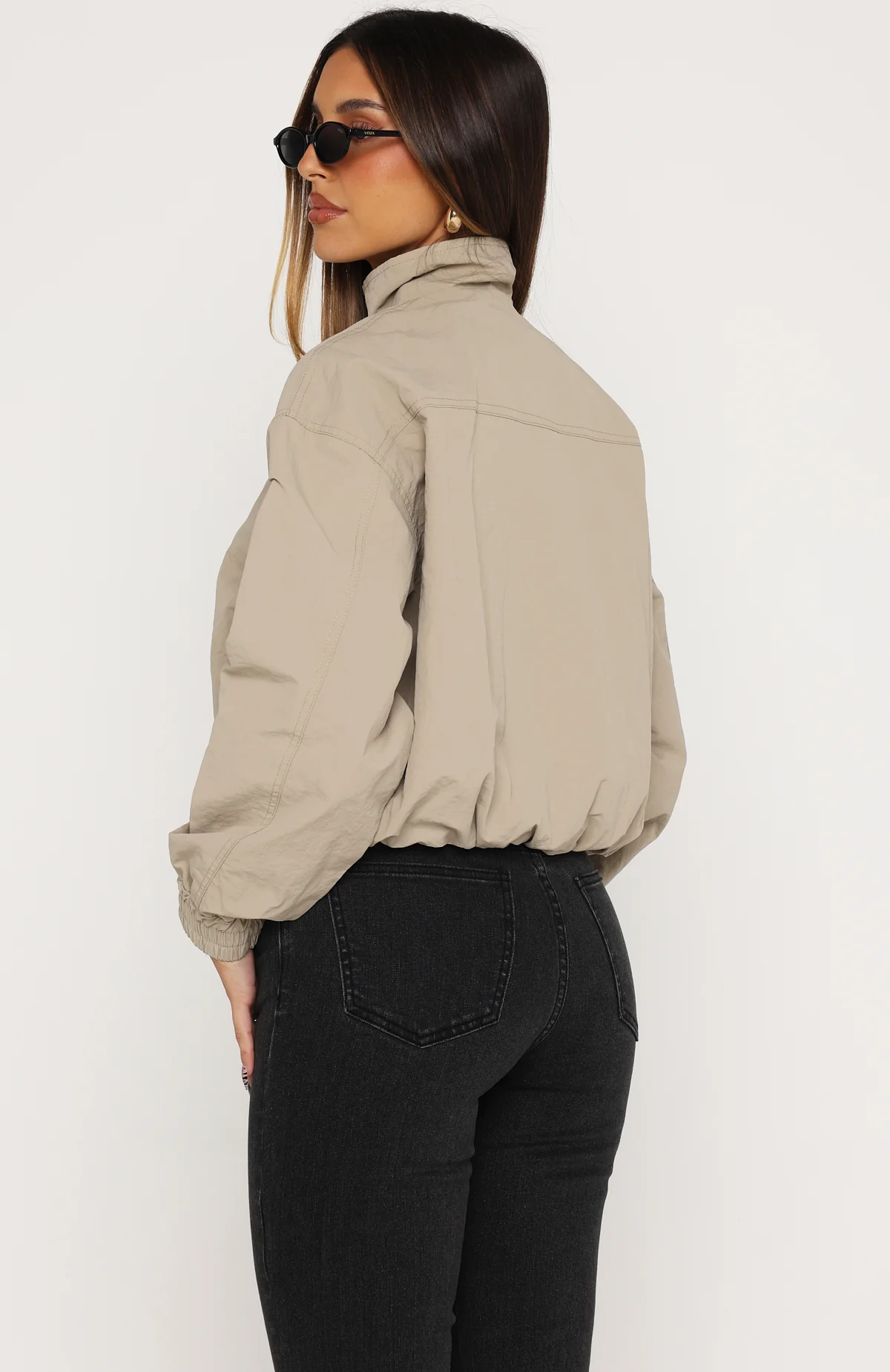 Cool Vibe Funnel Neck Jacket Khaki - Image 4