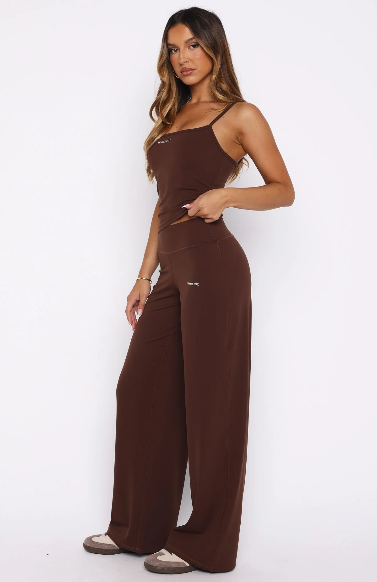 Core Strengths Wide Leg Pants Chocolate - Image 4