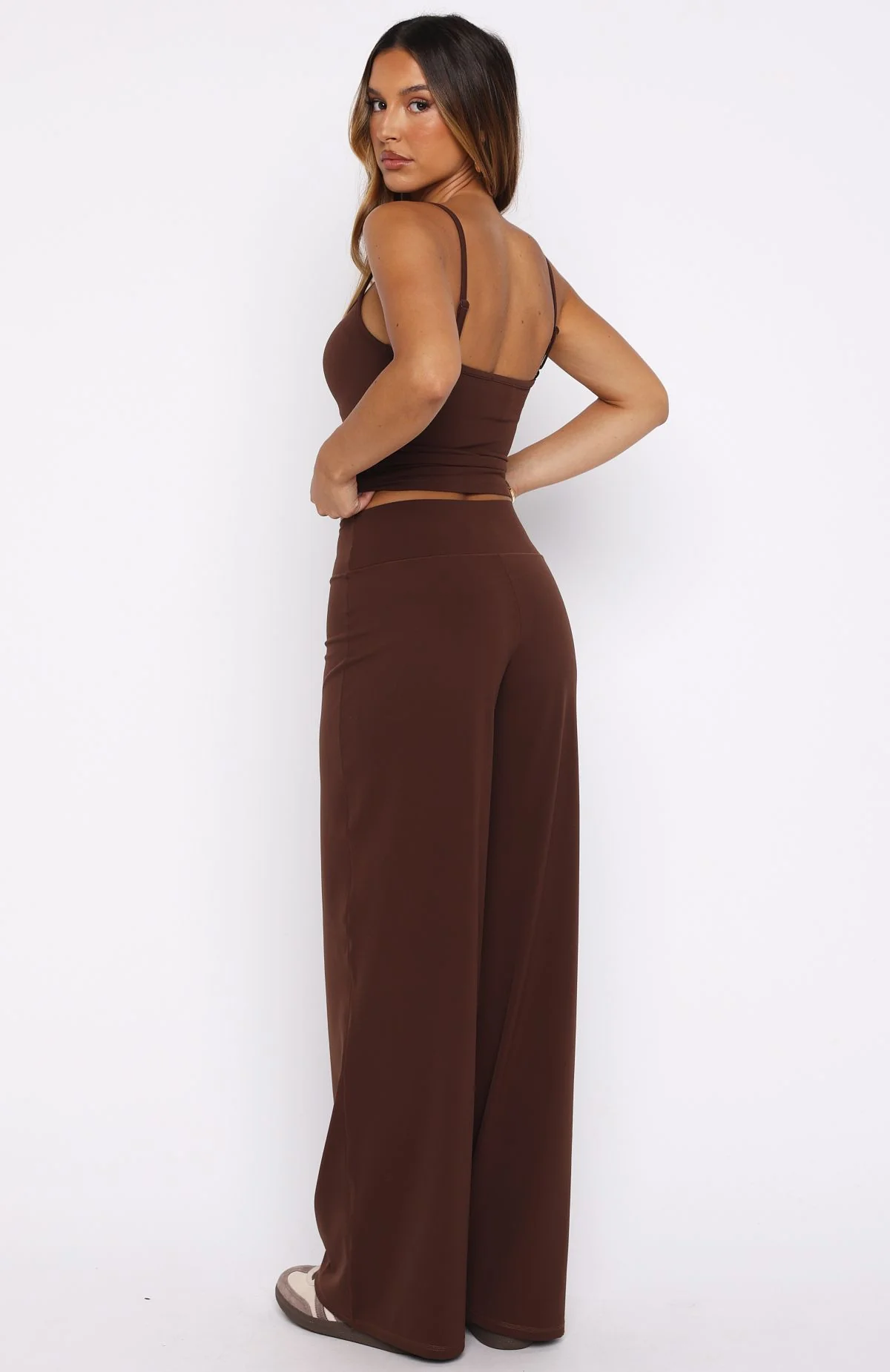 Core Strengths Wide Leg Pants Chocolate - Image 5