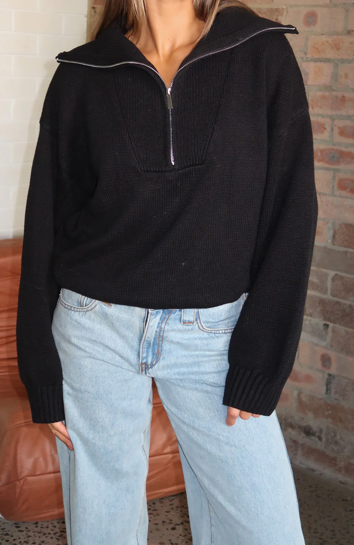 Cozy Cloud Knit Sweater Black - Image 2