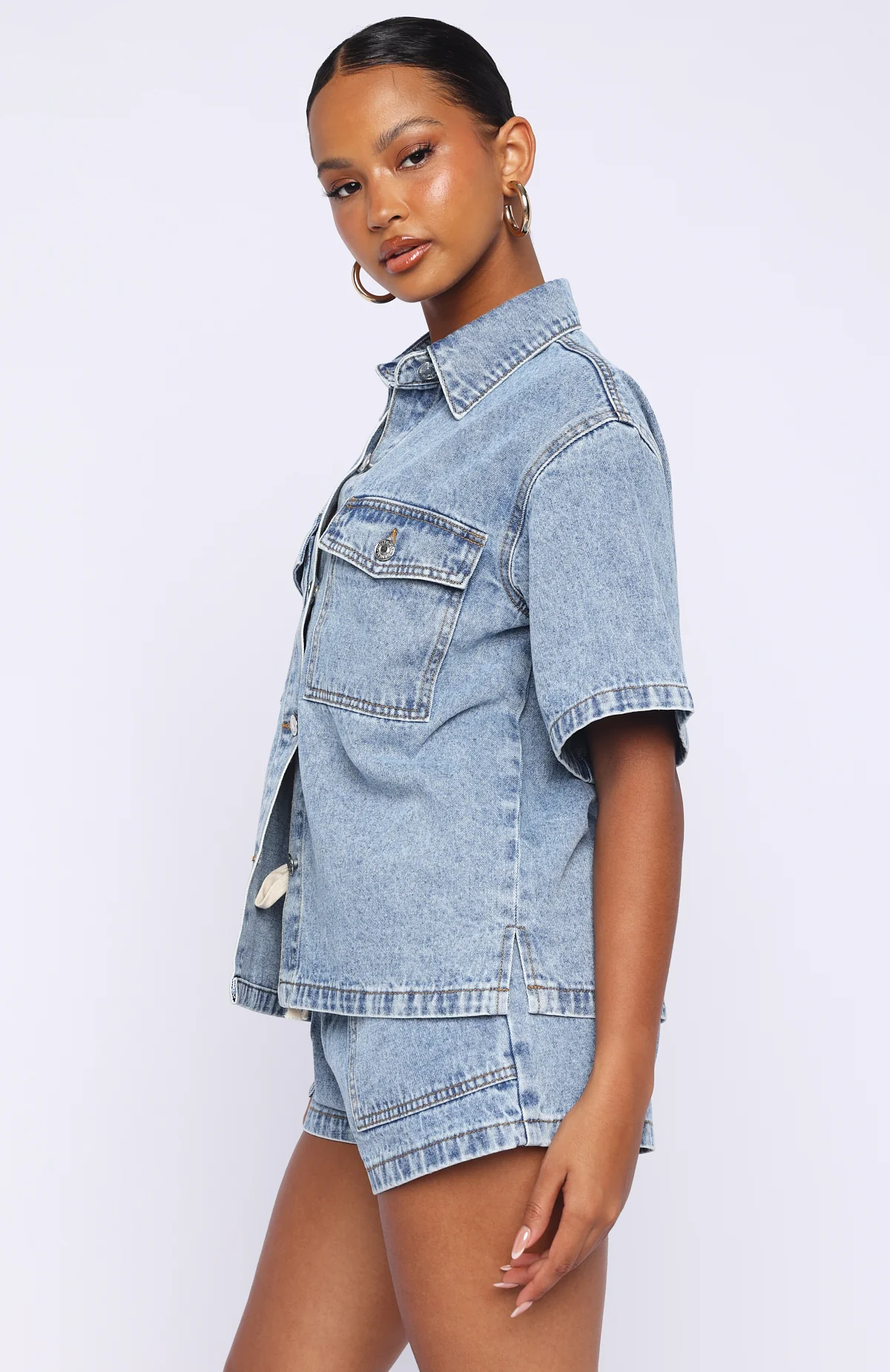 Denim Daydream Button Up Shirt Mid Blue - Image 3