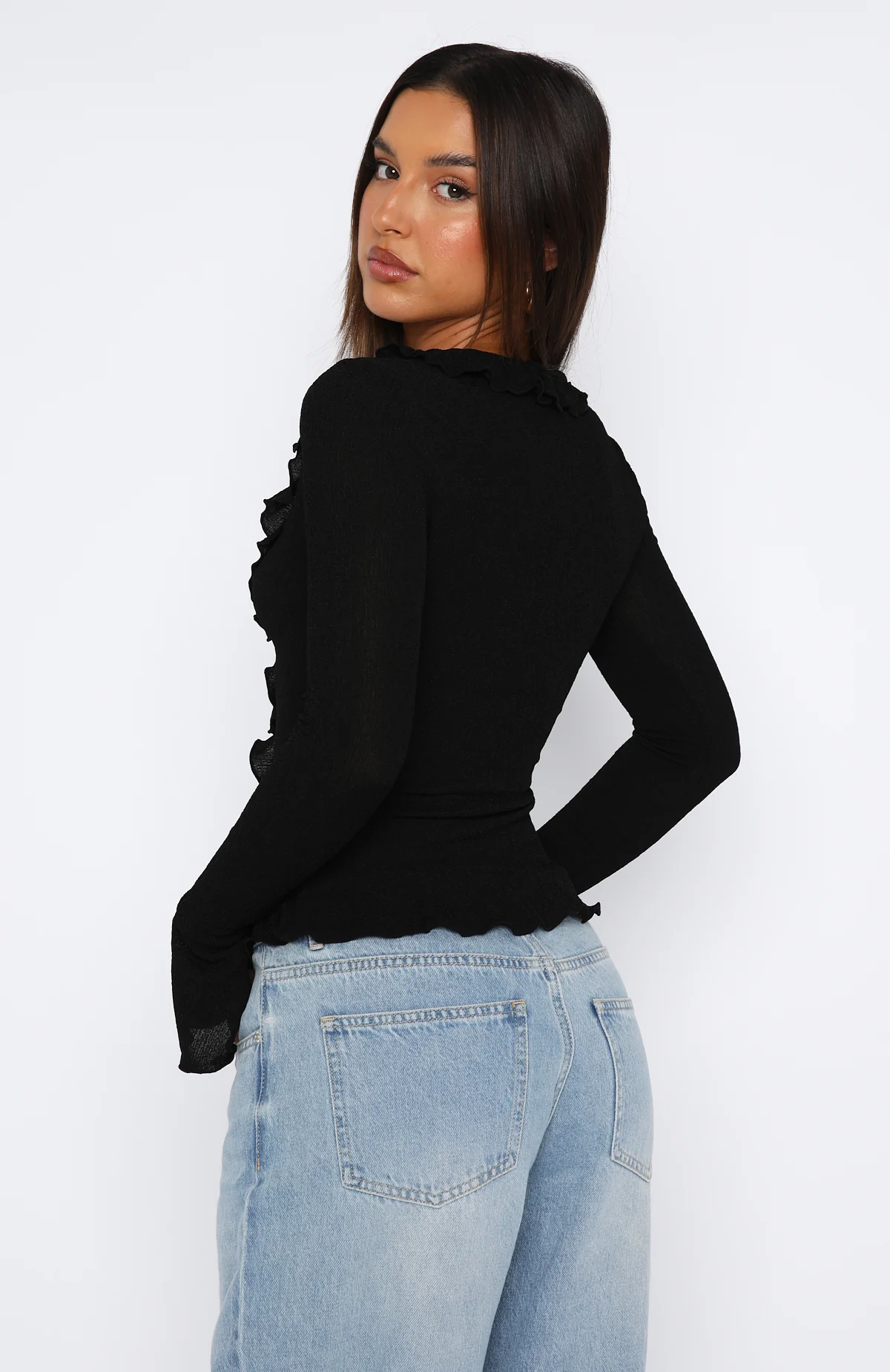 Feel My Love Long Sleeve Top Black - Image 4