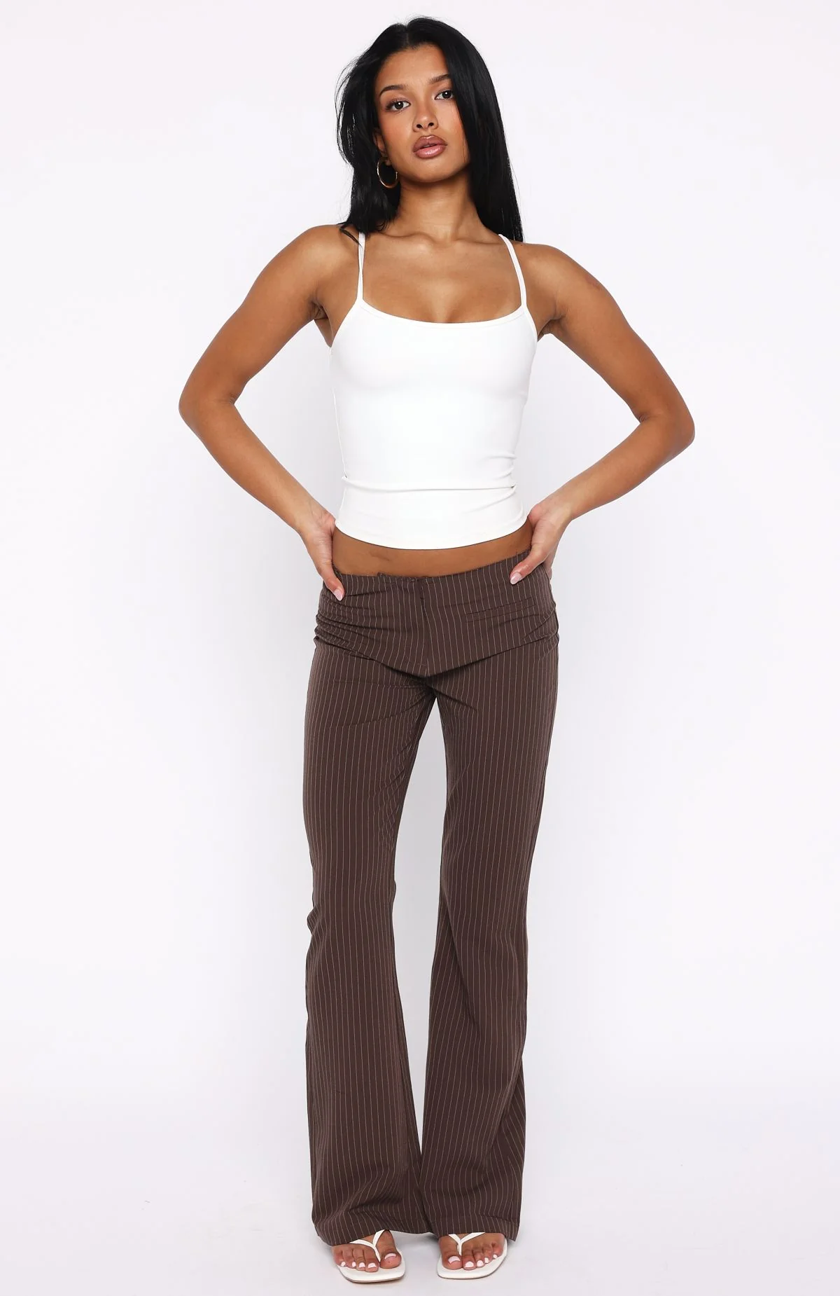 Getting You Close Pants Chocolate Pinstripe - Image 2