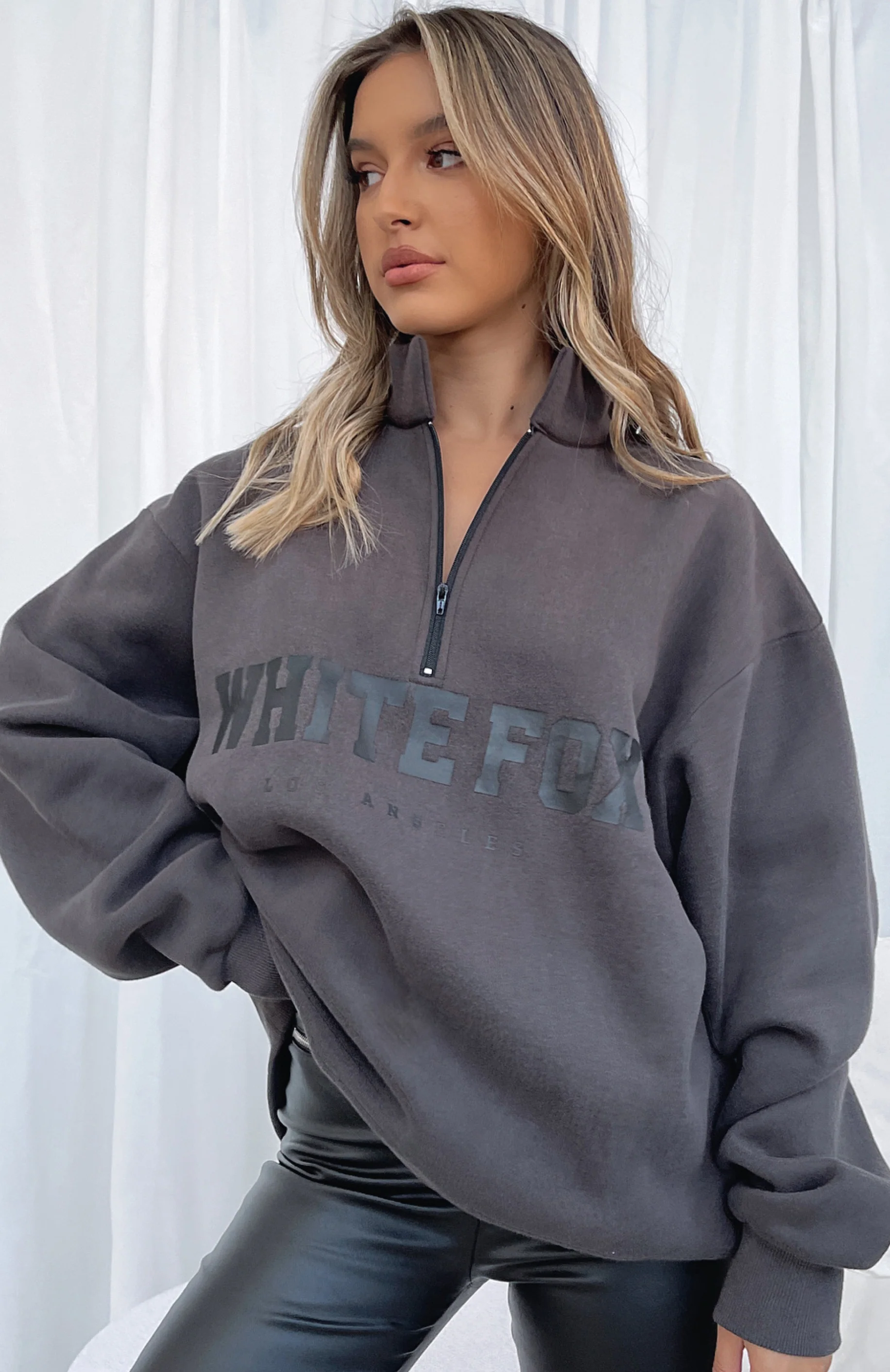 High Standard Zip Front Sweater Shadow - Image 5