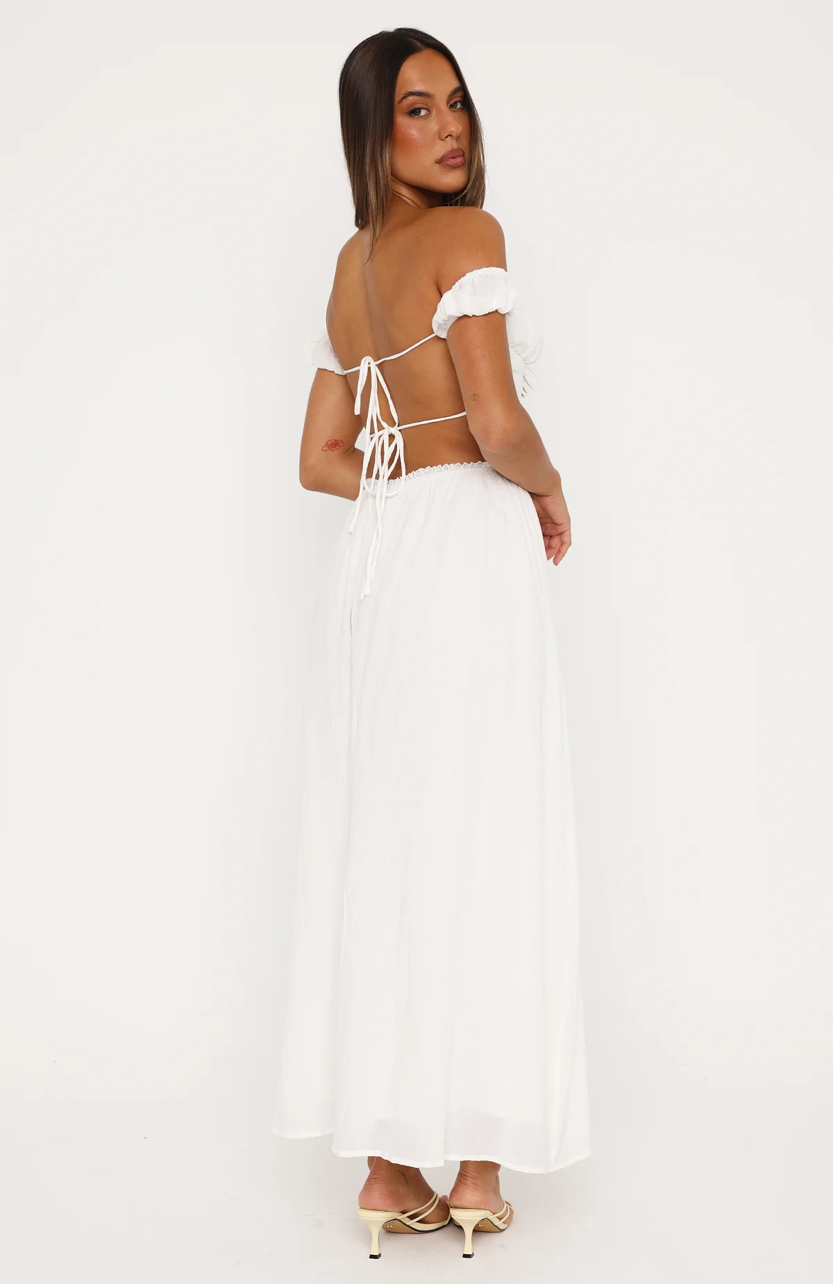 High Views Off Shoulder Maxi Dress White - Image 4
