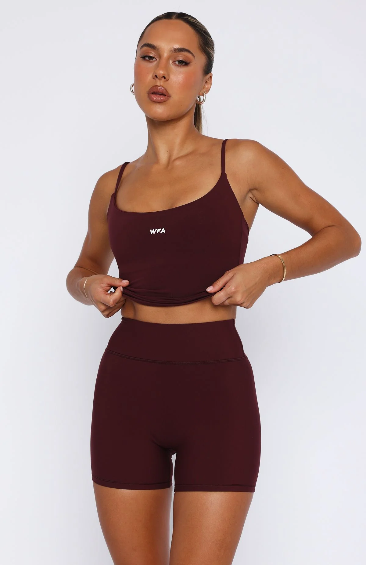 Keep Up High Waisted Shorts 4" Merlot - Image 3