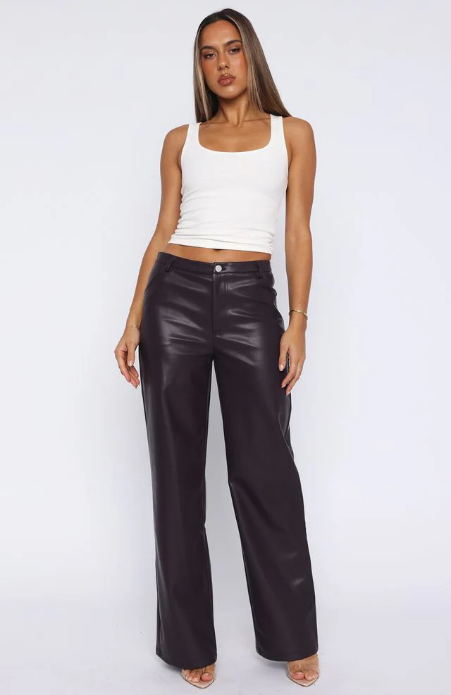 Life Affair PU Pants Deep Mauve - Image 2