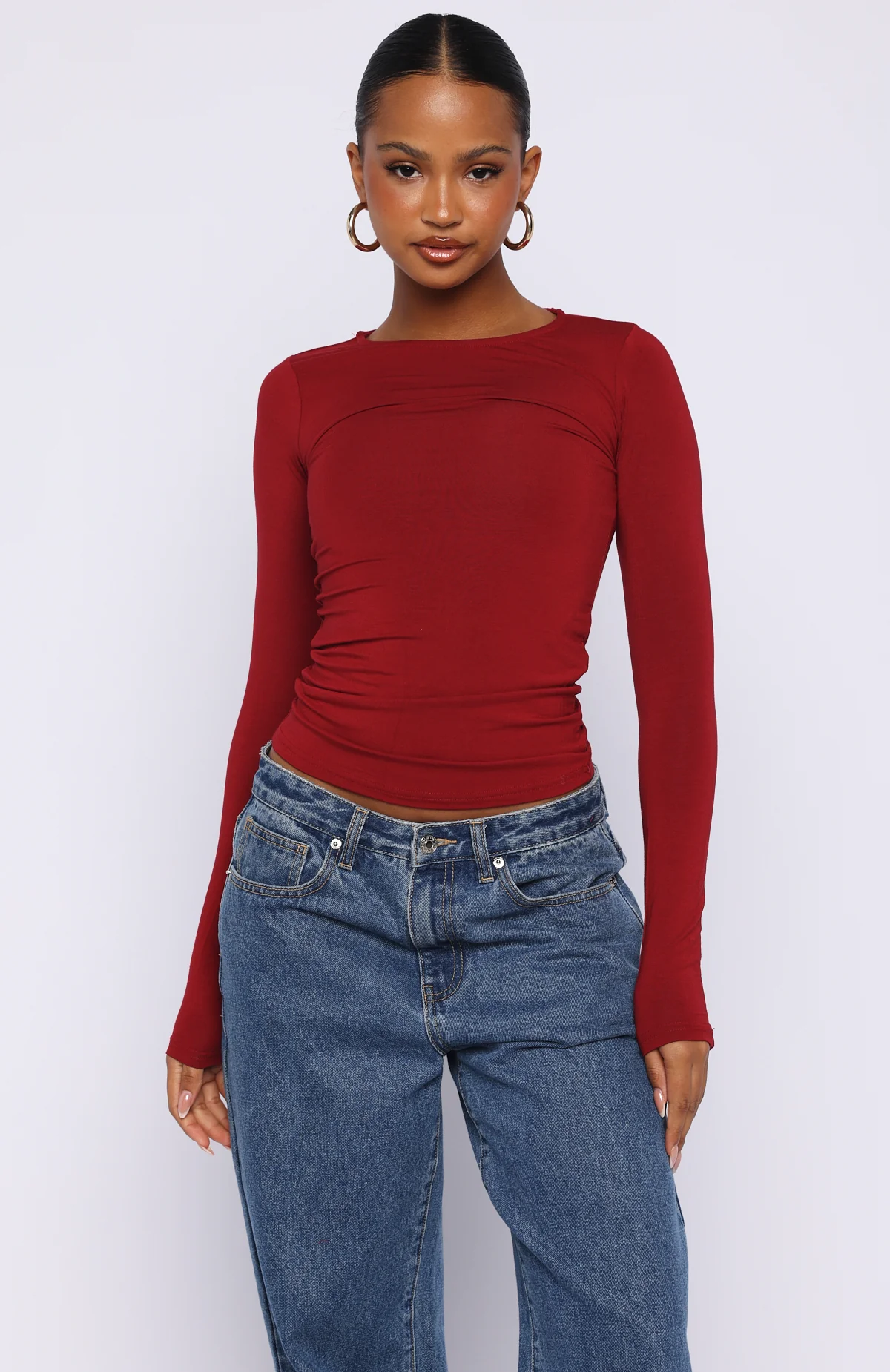 Only For Tonight Long Sleeve Top Wine - Image 2