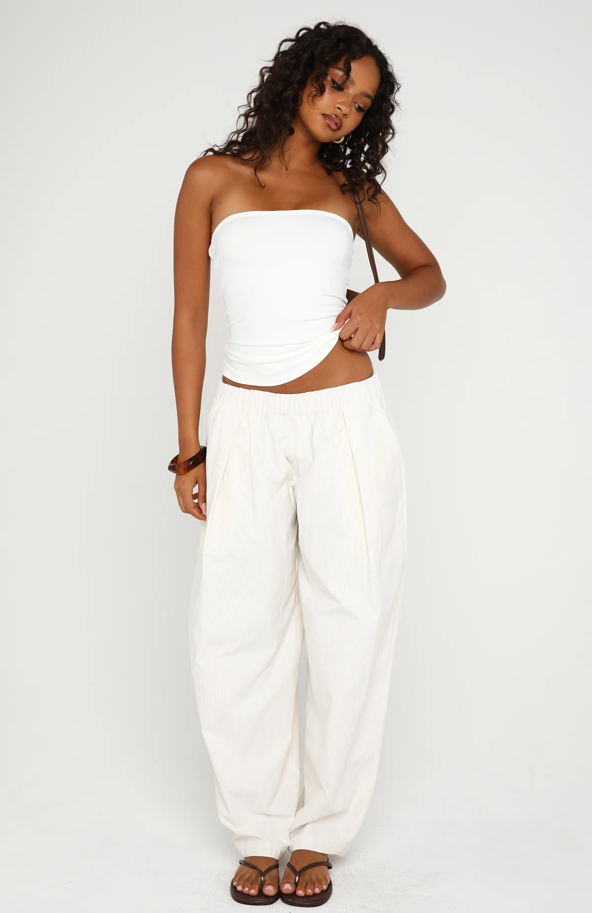 Out There Somewhere Pants White/Beige Pinstripe - Image 2