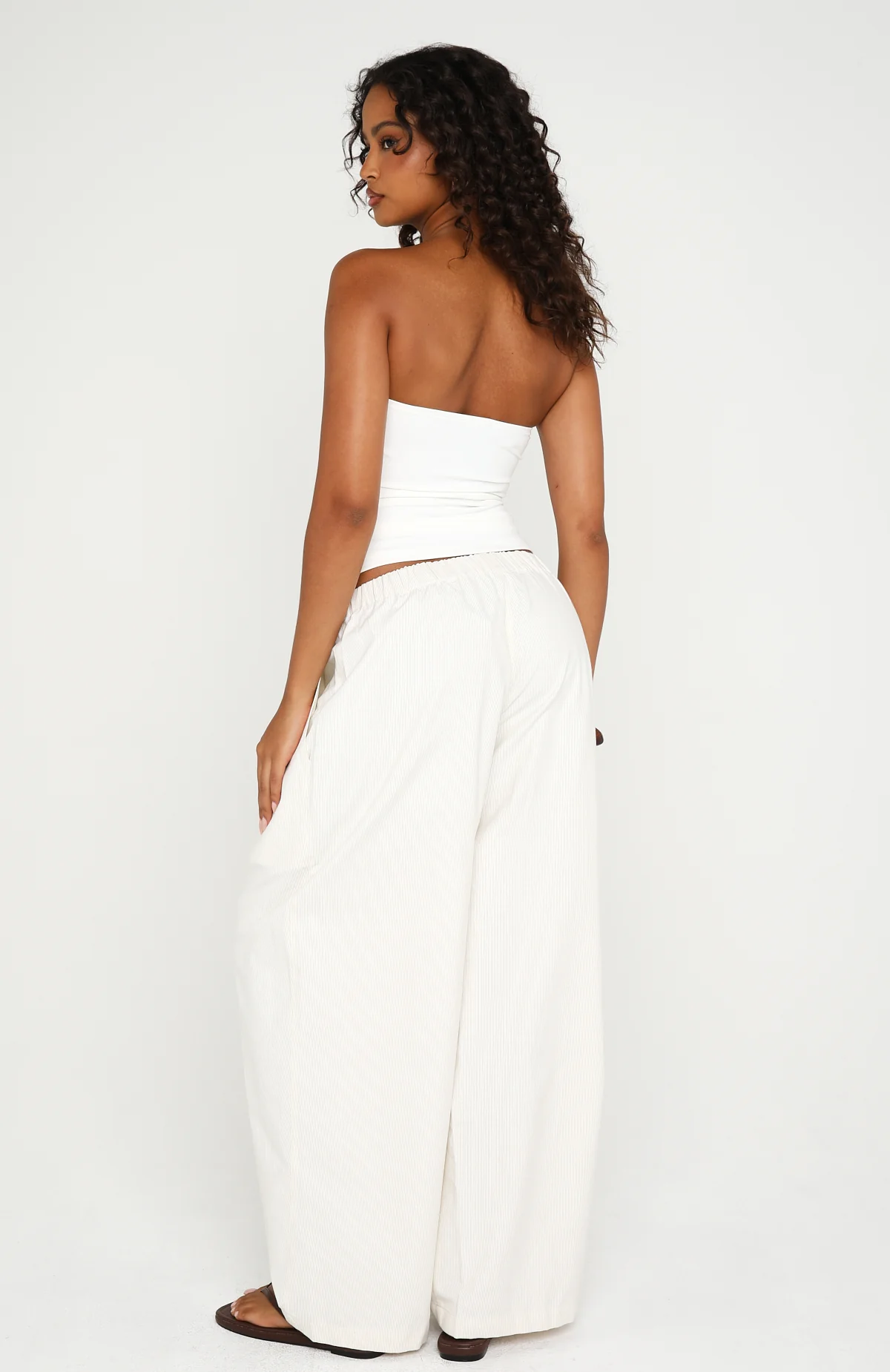 Out There Somewhere Pants White/Beige Pinstripe - Image 4
