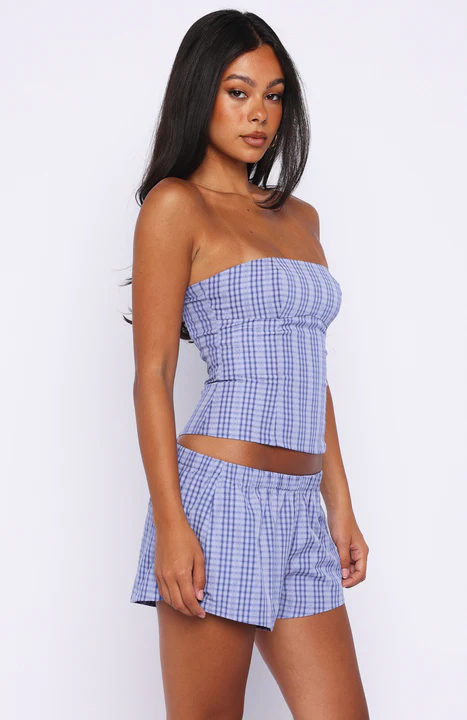 Promise Me This Shorts Navy Check - Image 3