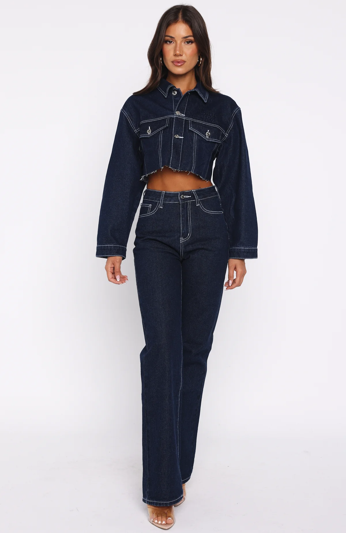 Something To Prove High Rise Straight Leg Jeans Dark Indigo - Image 3