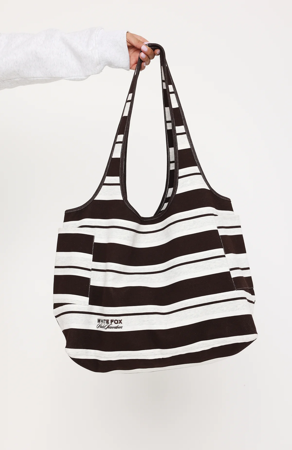 Studio 17 Jules Shoulder Bag Grey Marle Stripe - Image 3