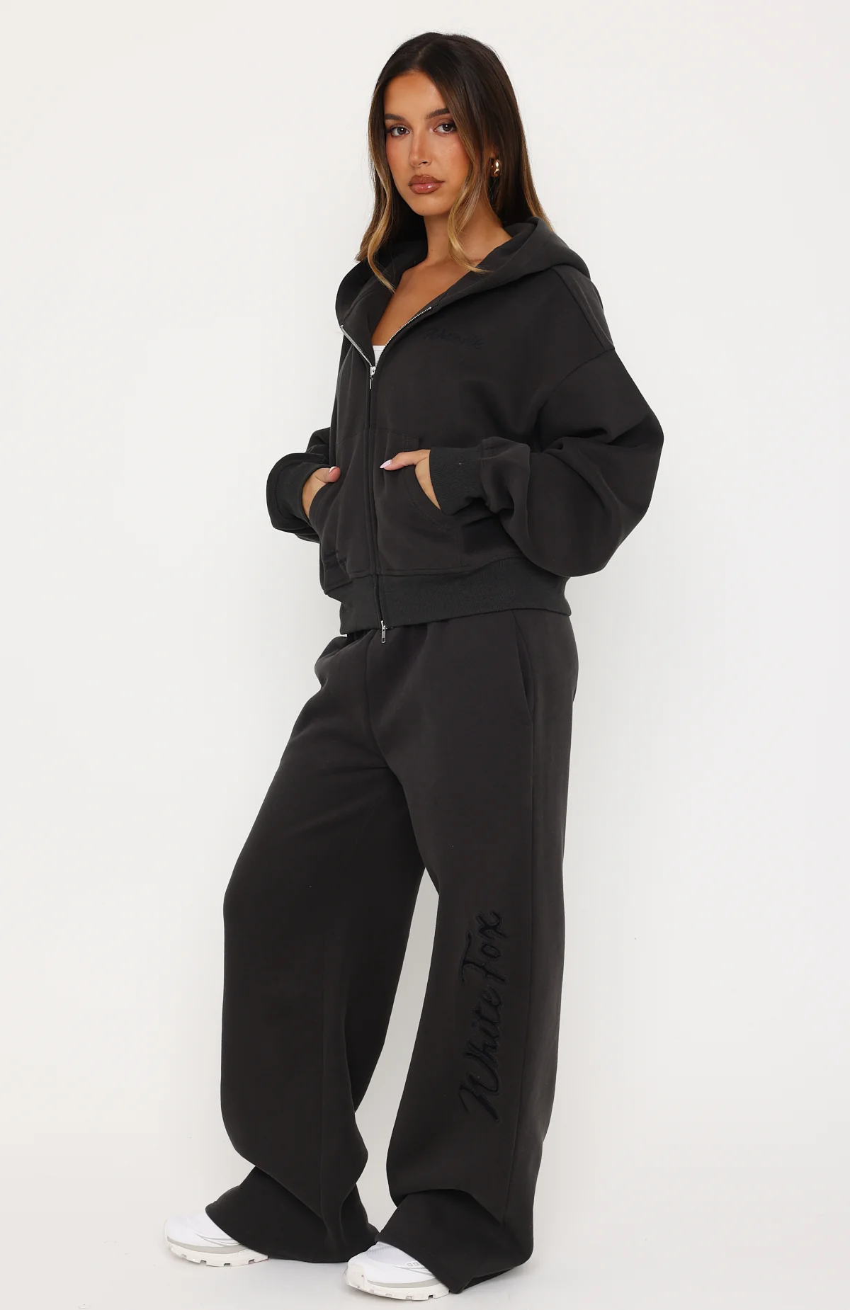 Studio 17 Willa Boxy Zip Front Hoodie Charcoal - Image 6