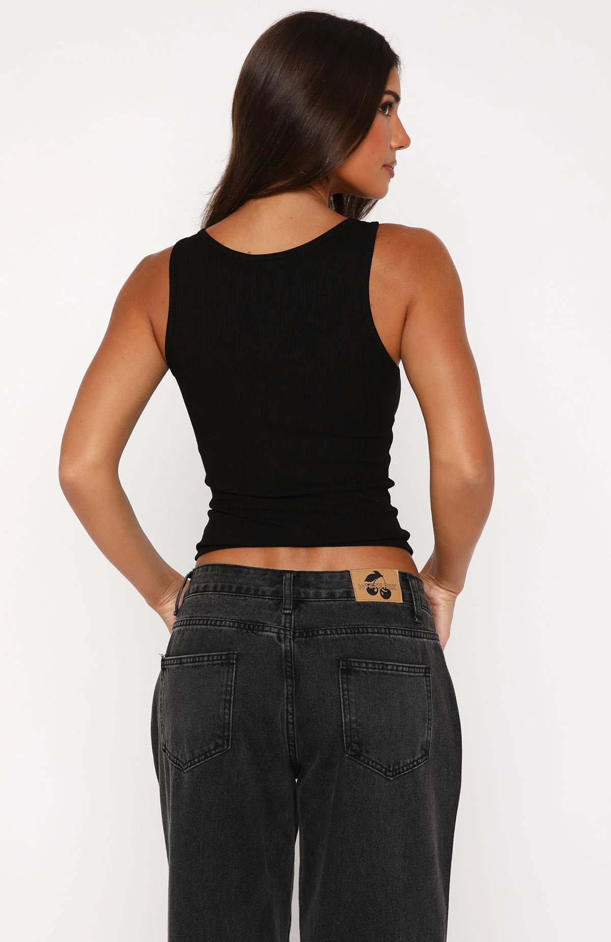 What An Experience Ribbed Tank Top Black - Image 4